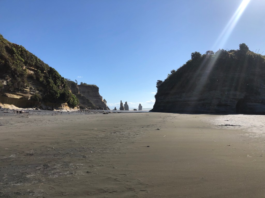 walking towards the Three Sisters, Northern Taranaki