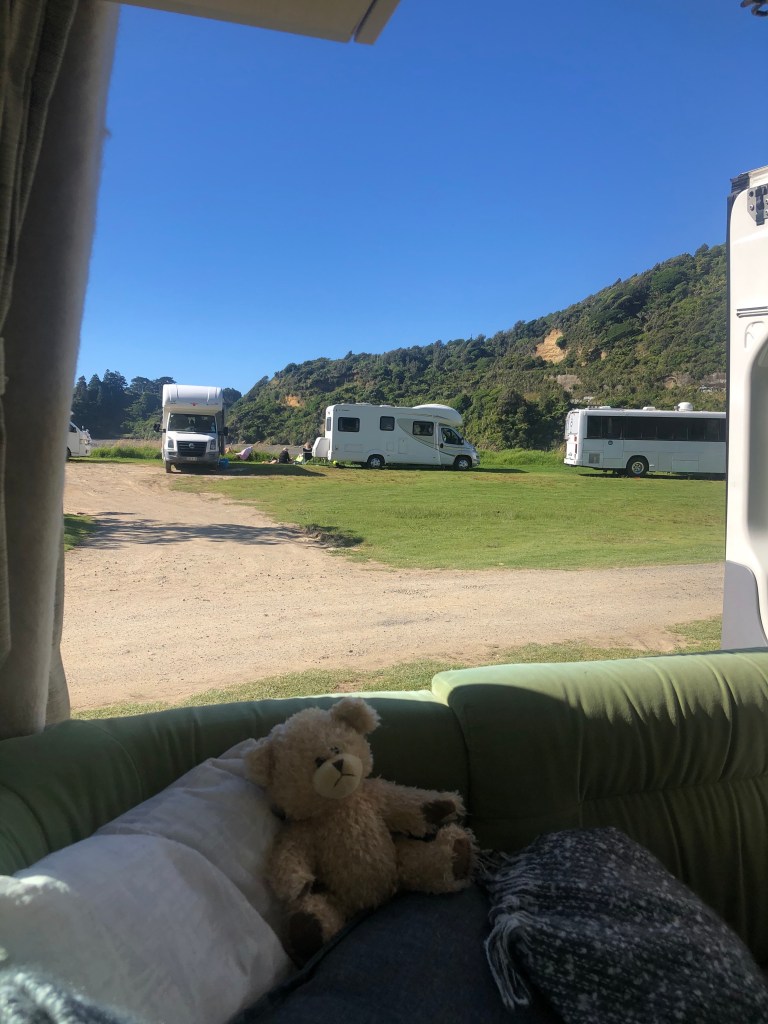 The Kiwi Blog Bus Campervan - parked at Tongporutu