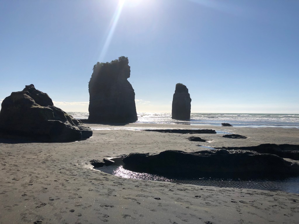 walking towards the Three Sisters, Northern Taranaki